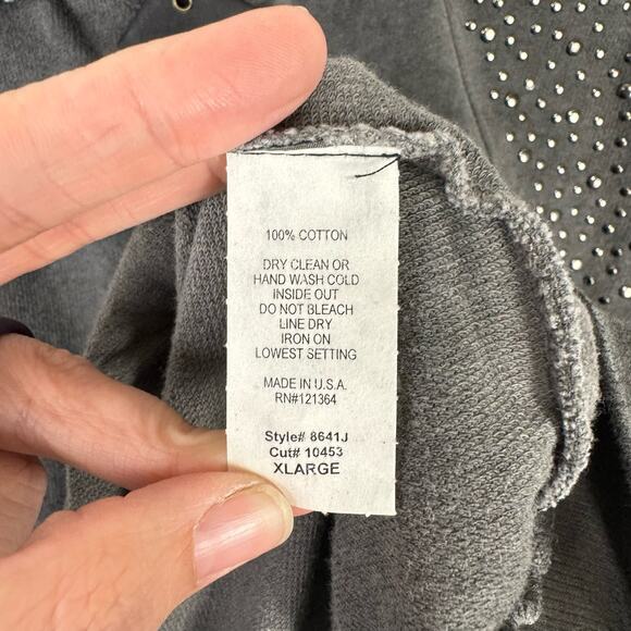 Vocal NWT Distressed Gray Studded Embellished Zip Up Long Duster Jacket - Picture 7 of 7